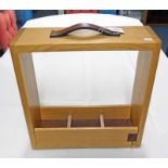 MODERN HANDMADE OAK 3 DECANTER TANTALUS FRAME - 41CM TALL