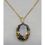 9CT GOLD CITRINE SET PENDANT ON FINE CHAIN