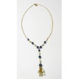 AMETHYST BALL & FRESHWATER PEARL NECKLACE WITH TASSLE FRINGE
