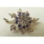 SAPPHIRE & DIAMOND SET FLORAL SPRAY BROOCH