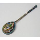 ENAMELLED SILVER SPOON MARKED HN 84 -