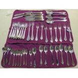 MODERN SILVER TREFID STYLE PATTERN CANTEEN OF CUTLERY TO INCLUDE 8 TABLE KNIVES & FORKS,