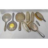 SELECTION OF VARIOUS SILVER DRESSING TABLE MIRRORS AND BRUSHES