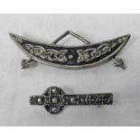 ARTS & CRAFTS BROOCH MARKED IONA SILVER IMC & CELTIC CROSS MARKED IONA SCOTLAND STERLING