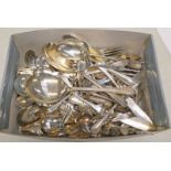 LARGE SELECTION OF VARIOUS SILVER PLATED CUTLERY, TONGS,