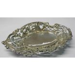 OVAL SILVER PIN DISH 3 OZS LONDON WITH PIERCED DECORATIVE BORDER