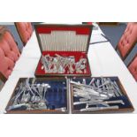 CANTEEN OF SILVER PLATED CUTLERY & 2 OTHER TRAYS SILVER PLATED CUTLERY