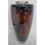 SILVER MOUNTED GLASS VASE,