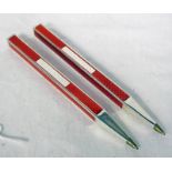 2 SILVER ENAMELLED BALLPOINT PENS