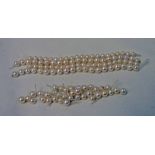 37 CULTURED PEARLS & 4 BRACELET LENGTH STRINGS OF CULTURED PEARLS EACH 13CM LONG