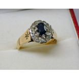 9CT GOLD DIAMOND & SAPPHIRE SET RING