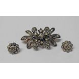 EARLY 19TH CENTURY ROSE CUT DIAMOND SET FLORAL BROOCH & PAIR OF SIMILAR EARRINGS