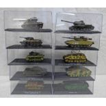 TEN ATLAS EDITIONS MODEL TANKS FROM THE COMBAT TANKS COLLECTION INCLUDING CHURCHILL MK VII 6TH