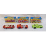 3 MATCHBOX SUPERFAST MODEL VEHICLES INCLUDING NO.19 - ROAD DRAGSTER TOGETHER WITH NO.