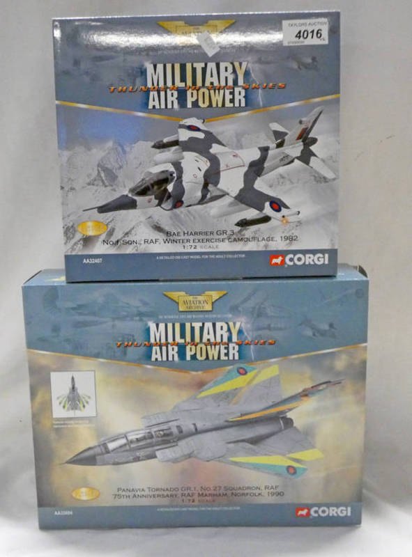 TWO CORGI MODEL AIRCRAFT FROM THE THUNDER IN THE SKIES MILITARY AIR POWER RANGE INCLUDING AA33604 -