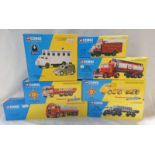 SEVEN CORGI CLASSIC MODEL VEHICLES INCLUDING 28001 - ATKINSON TRACTOR UNIT WITH FLAT TRAILER