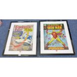 TWO FRAMED POSTERS FEATURING IRON MAN & FANTASTIC FOUR 85 X 65 CM