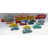 SELECTION OF PLAYWORN MATCHBOX LESNEY MODEL VEHICLE INCLUDING ASTON MARTIN, ZODIAC CONVERTIBLE,