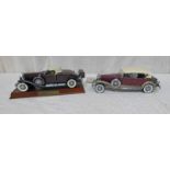 TWO FRANKLIN MINT 1:24 SCALE MODEL VEHICLES INCLUDING 1935 DUESENBERG J 550 TOGETHER WITH 1930