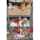 SELECTION OF VARIOUS DOLLS OVER 4 SHELVES