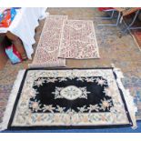 BLACK & WHITE FLORAL DECORATED RUG 92 X 160 CM,