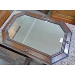 ARTS & CRAFTS STYLE OAK OCTAGONAL MIRROR,