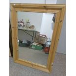 PINE FRAMED RECTANGULAR MIRROR.