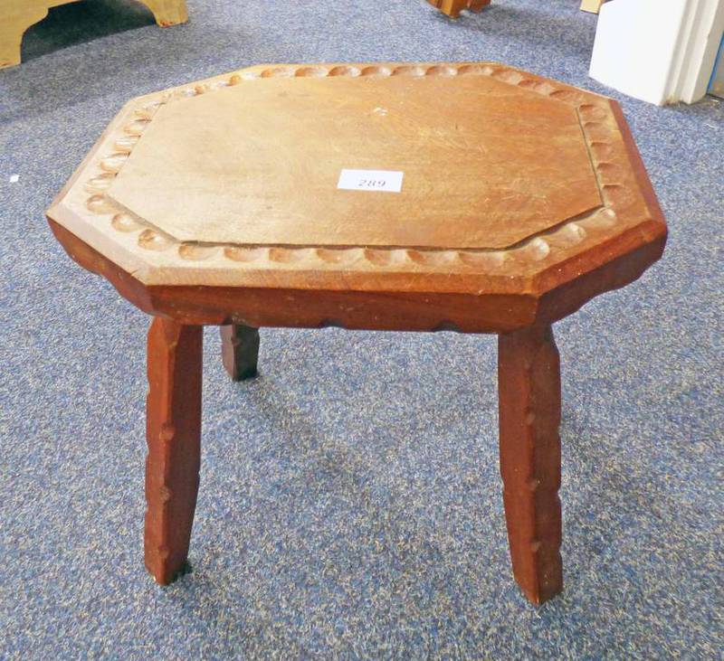 OAK 4 LEG STOOL WITH OCTAGONAL TOP 35 CM TALL