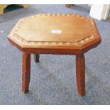 OAK 4 LEG STOOL WITH OCTAGONAL TOP 35 CM TALL