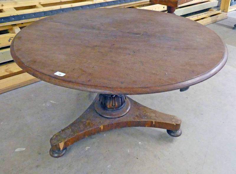 19TH CENTURY MAHOGANY CIRCULAR BREAKFAST TABLE 112 CM WIDE