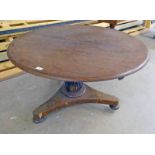 19TH CENTURY MAHOGANY CIRCULAR BREAKFAST TABLE 112 CM WIDE