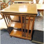 LATE 19TH CENTURY INLAID MAHOGANY REVOLVING BOOKCASE Condition Report: Scuffing &