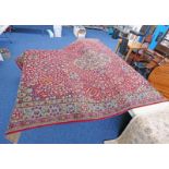 RED & FAWN CARPET - 410 X 320 CM Condition Report: Faded with some wear.