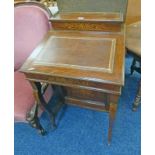 LATE 19TH CENTURY INLAID MAHOGANY DAVENPORT WITH GALLERY TOP,
