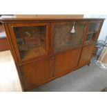 20TH CENTURY WALNUT BOOKCASE WITH BERGERE PANEL FALL FRONT,