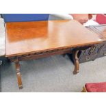 LATE 19TH CENTURY GOTHIC STYLE PINE TABLE WITH X-FRAME SUPPORTS 107CM LONG
