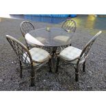 BAMBOO GLASS TOPPED TABLE & 4 CHAIRS
