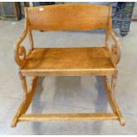 EARLY 20TH CENTURY FINNISH DOUBLE PINE ROCKING CHAIR - 96CM WIDE