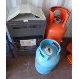 GAS HEATER AND TWO GAS BOTTLES