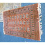 ORANGE AND BLUE MIDDLE EASTERN RUG 201 X 140 CM