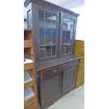 EARLY 20TH CENTURY BOOKCASE WITH 2 LEADED GLASS PANEL DOORS,