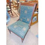 LATE 19TH CENTURY LADIES CHAIR ON TURNED SUPPORTS