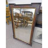 19TH CENTURY MAHOGANY FRAMED MIRROR WITH GILT DECORATION 100 CM X 65 CM