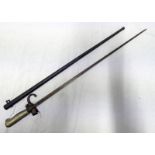 FRENCH LEBEL BAYONET WITH 52CM LONG BLADE AND ITS SCABBARD