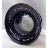 ROSS 5" F4 WIDE ANGLE EXPRESS LENS MARKED AM (AIR MINISTRY) BRASS MOUNTED WITH DIAPHRAGM