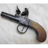 54-BORE FLINTLOCK BOX LOCK POCKET PISTOL BY SMITH LONDON, 4.