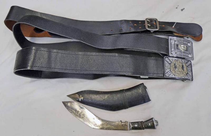 A HANSEN LEATHER MFG BLACK LEATHER SAM BROWNE BELT,