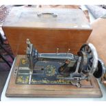 SEWING MACHINE MARKED "GHAS TODD 291 FULHAM RD SW" WITH CASE