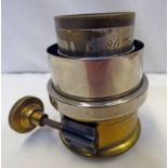 EARLY 80MM PETZVAL STYLE DESIGN LENS IN BRASS AND STEEL FOCUSING MOUNT
