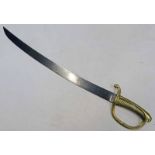 A CONTINENTAL BRIQUET TYPE MILITARY SIDE ARM WITH 60CM LONG BLADE AND DECORATIVE BRASS HILT WITH